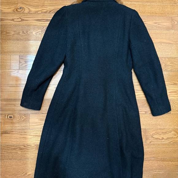 Vintage 1930s Elegant Art Deco Black Bouclé Wool Coat with Fur Collar - Picture 2 of 12